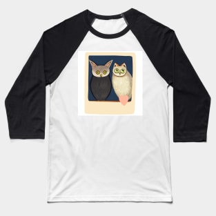 A Cat and An Owl Funny Pet Owner Love Frame Baseball T-Shirt